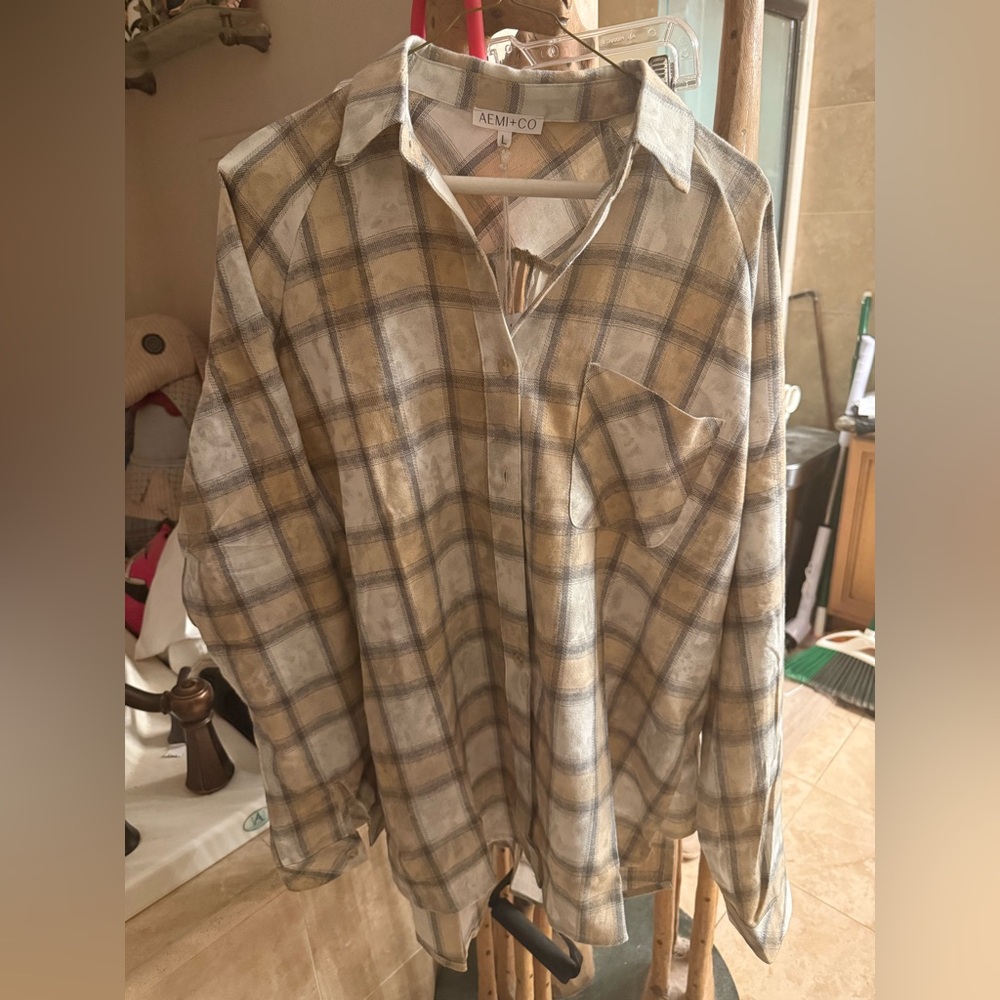 Plaid Button-Up Shirt